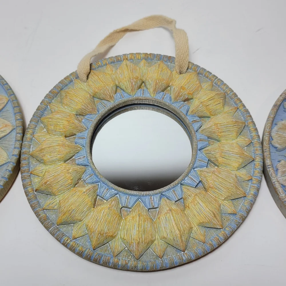 Set of Three Sunflower Theme Wall Decor Mirrors
